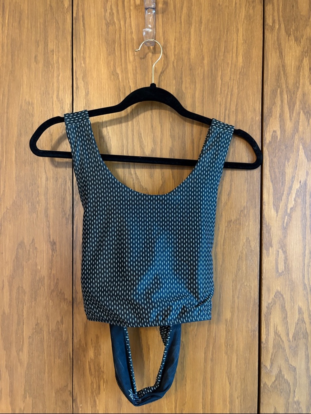 Albion Black & White Patterned Tank Bikini Top